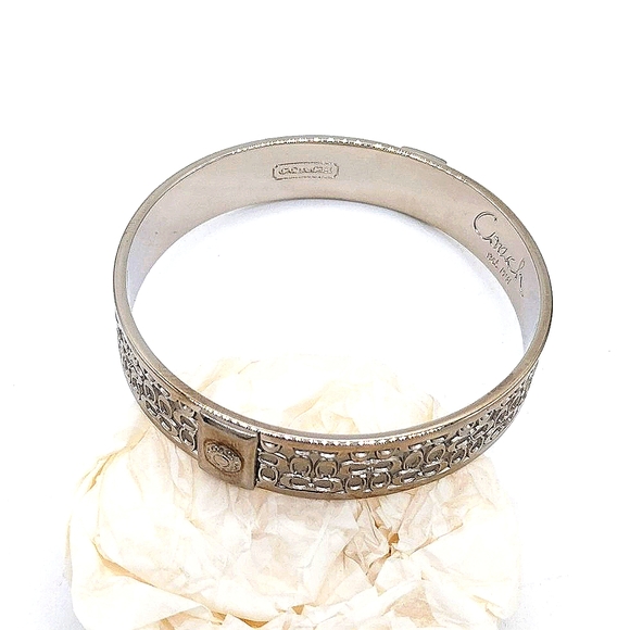 COACH Bangle Bracelet-Vintage Silver C Signature-Authentic - Picture 6 of 8